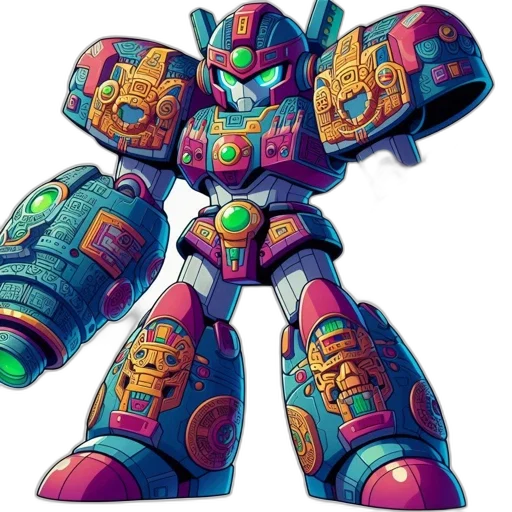 robot, weapon, concept art, vaporwave transparent PNG cut-out