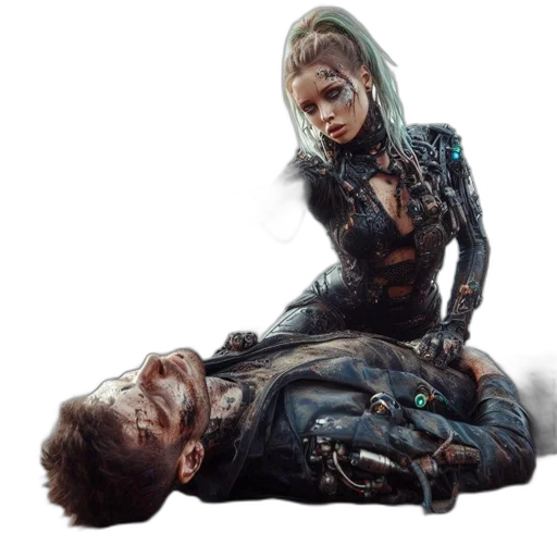 concept art, comic book art, cyberpunk, fantasy art transparent PNG cut-out