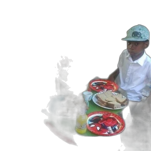 food, robot, 3d render, vaporwave transparent PNG cut-out