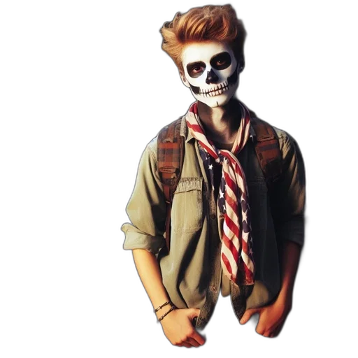 jacket, mask, pixel art, watercolor transparent PNG cut-out
