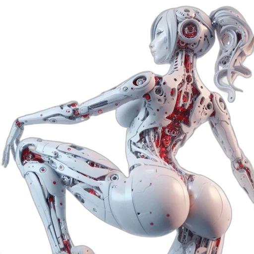 robot, concept art, cyberpunk, 3d render transparent PNG cut-out