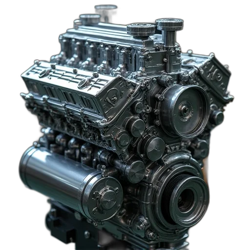 car, 3d render, silver, engine transparent PNG cut-out