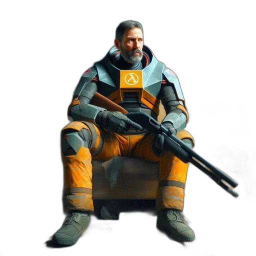 weapon, jacket, staff, robot transparent PNG cut-out