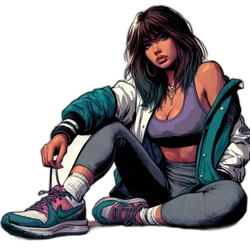 jacket, shoes, comic book art, concept art transparent PNG cut-out