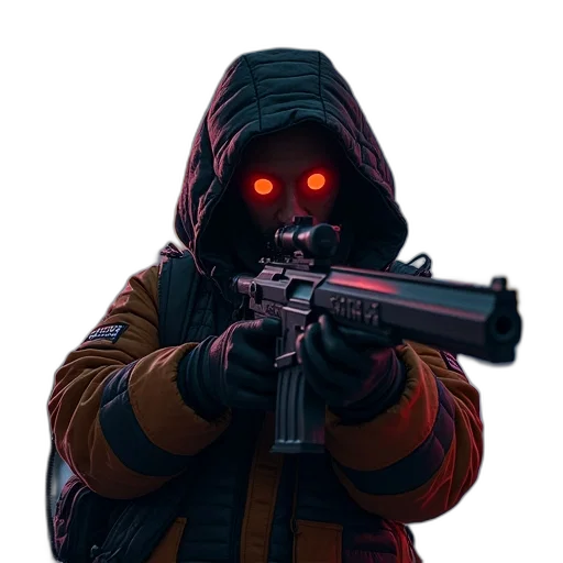 weapon, jacket, mask, face transparent PNG cut-out