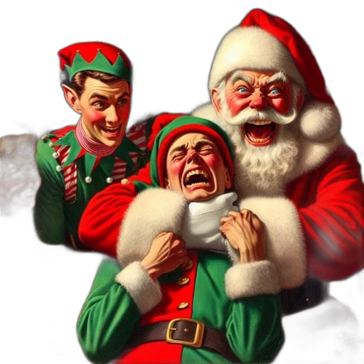 santa, claus, elves, engage transparent PNG cut-out