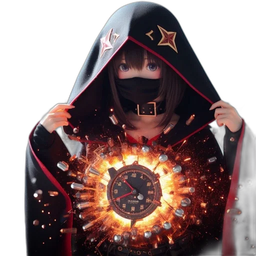 jacket, mask, weapon, staff transparent PNG cut-out