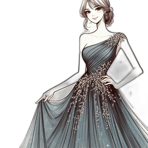 dress, concept art, cartoon, fantasy art transparent PNG cut-out