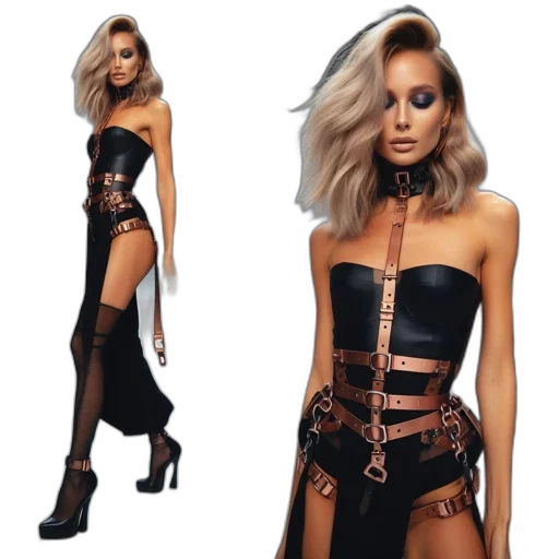dress, concept art, cyberpunk, fantasy art transparent PNG cut-out