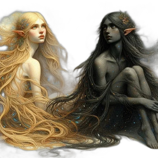 hair, fantasy art, concept art, photorealistic transparent PNG cut-out