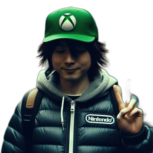 jacket, hat, face, staff transparent PNG cut-out