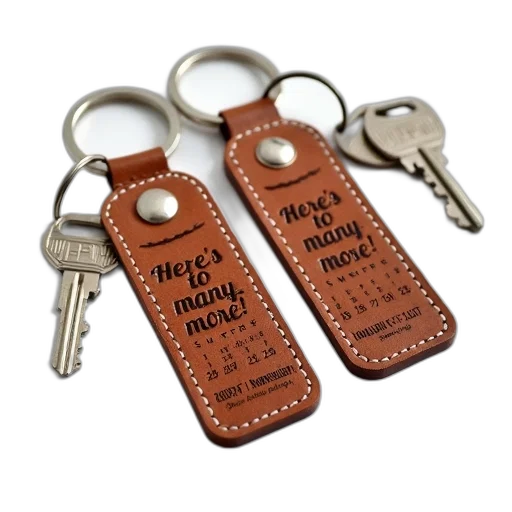 two, brown, leather, key transparent PNG cut-out