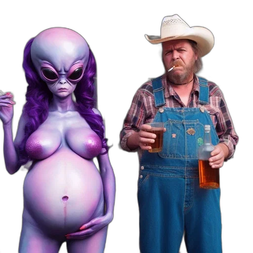 concept art, outer space, alien, cowboy transparent PNG cut-out