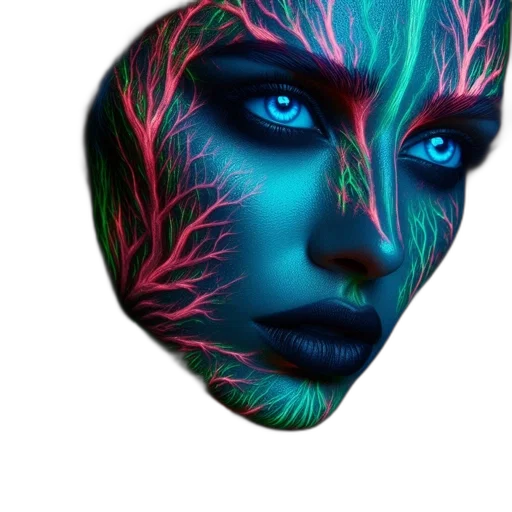 face, mask, hair, jewelry transparent PNG cut-out