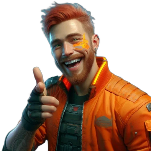 jacket, face, staff, weapon transparent PNG cut-out