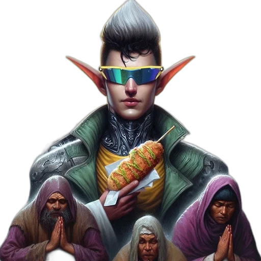 sword, staff, jacket, fantasy art transparent PNG cut-out
