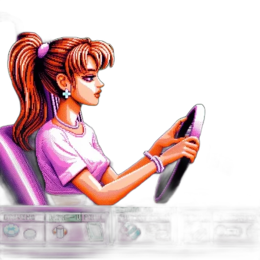 car, vaporwave, concept art, pixel art transparent PNG cut-out