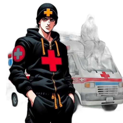 jacket, staff, concept art, comic book art transparent PNG cut-out