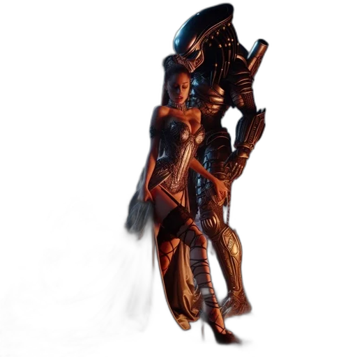 robot, staff, weapon, creature transparent PNG cut-out