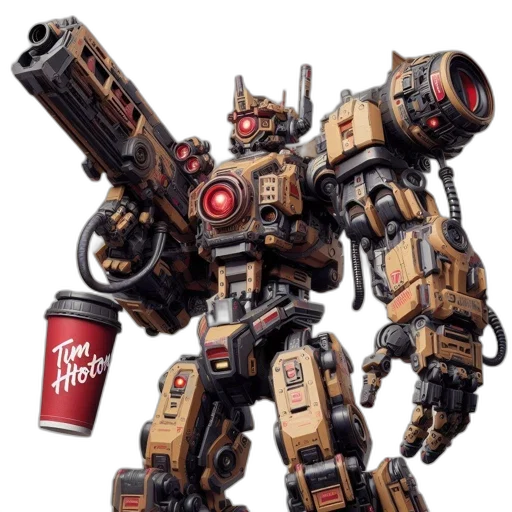 robot, weapon, concept art, 3d render transparent PNG cut-out