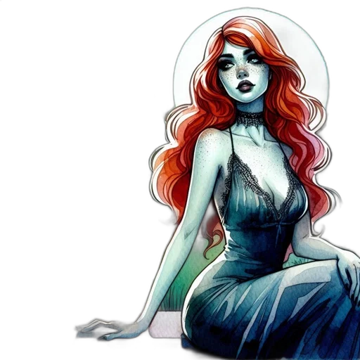 dress, comic book art, concept art, watercolor transparent PNG cut-out