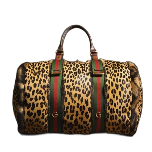 leopard, print, handbag, green transparent PNG cut-out