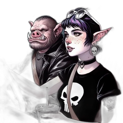 concept art, fantasy art, comic book art, cyberpunk transparent PNG cut-out