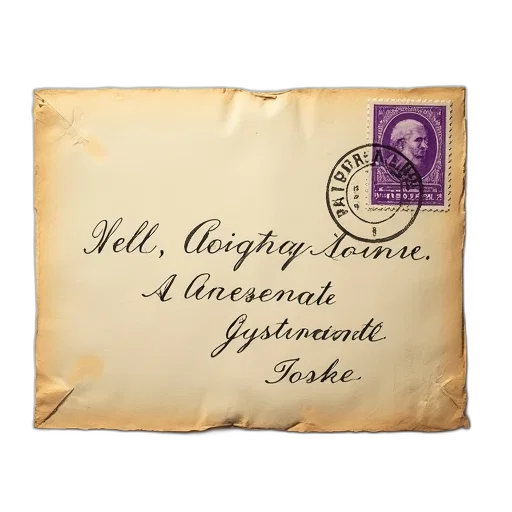 vintage-style, envelope, handwritten, address transparent PNG cut-out