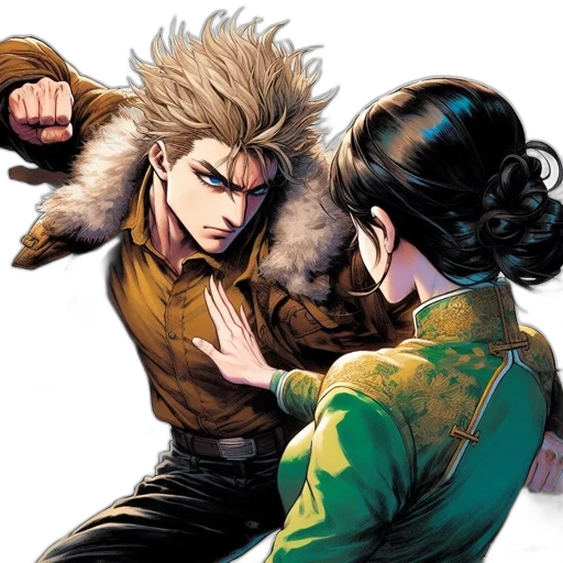 comic book art, concept art, two, animated transparent PNG cut-out