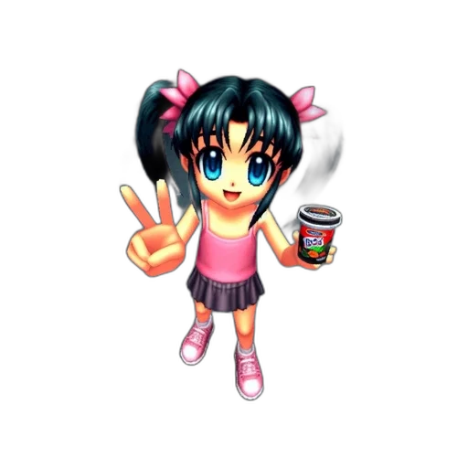 pixel art, anime, 3d render, vaporwave transparent PNG cut-out