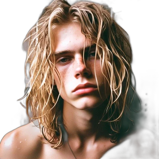 hair, face, photorealistic, oil painting transparent PNG cut-out