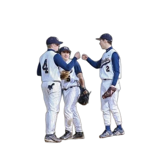 staff, three, baseball, players transparent PNG cut-out