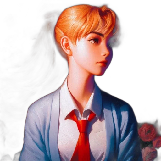 face, staff, flower, jacket transparent PNG cut-out