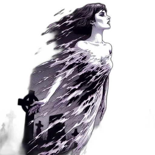dress, creature, comic book art, fantasy art transparent PNG cut-out