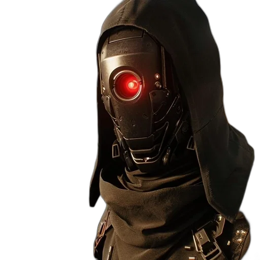 robot, mask, jacket, staff transparent PNG cut-out