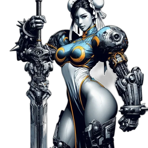 robot, weapon, concept art, fantasy art transparent PNG cut-out