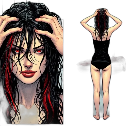 hair, dress, concept art, comic book art transparent PNG cut-out