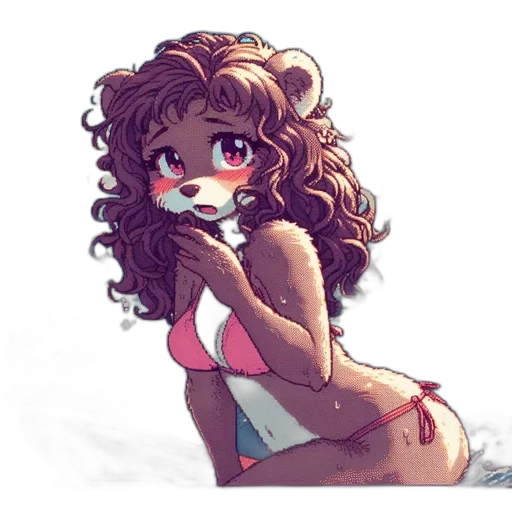 creature, face, anime, pixel art transparent PNG cut-out