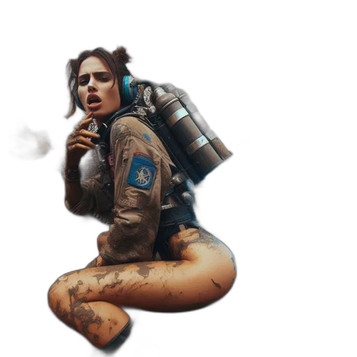 jacket, weapon, robot, cyberpunk transparent PNG cut-out