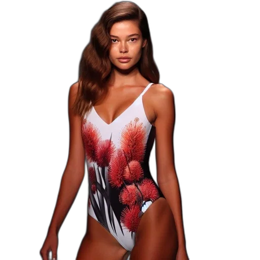 dress, photorealistic, red, model transparent PNG cut-out