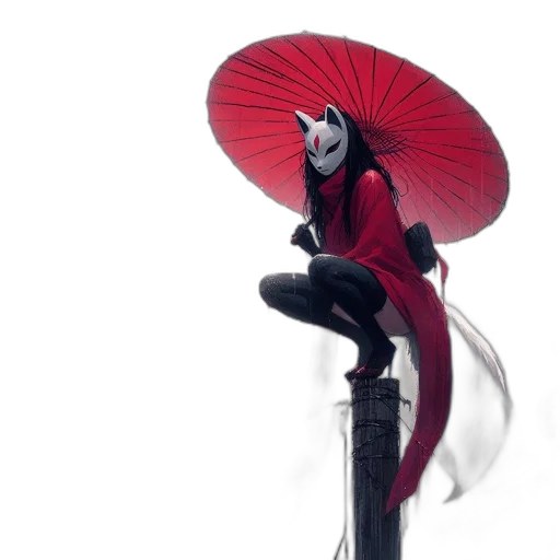 umbrella, staff, mask, creature transparent PNG cut-out