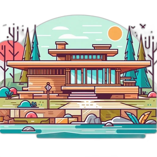 building, concept art, pixel art, 3d render transparent PNG cut-out