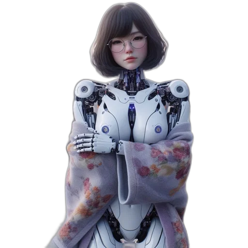 robot, jacket, dress, face transparent PNG cut-out