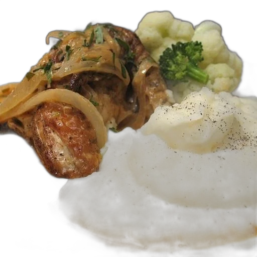food, photorealistic, plate, mashed transparent PNG cut-out
