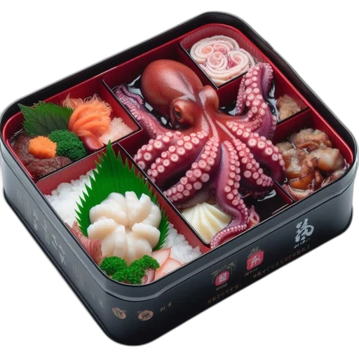 food, photorealistic, 3d render, bento transparent PNG cut-out