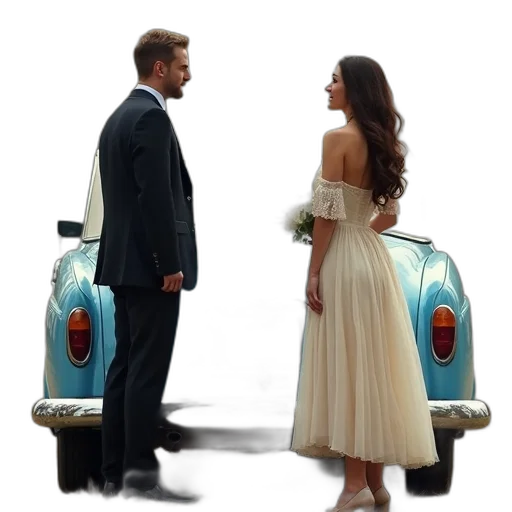 dress, car, concept art, photorealistic transparent PNG cut-out