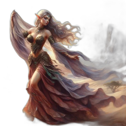 dress, fantasy art, concept art, comic book art transparent PNG cut-out