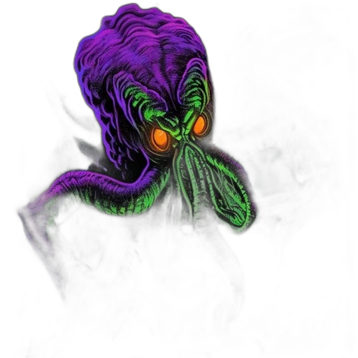 creature, mask, hair, staff transparent PNG cut-out