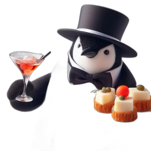 3d render, penguin, formally, dressed transparent PNG cut-out