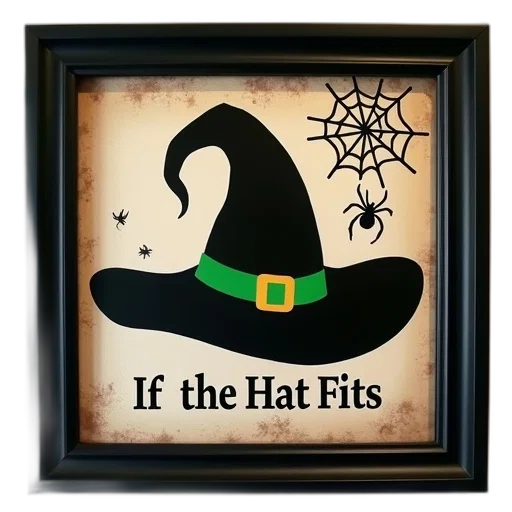 hat, framed, picture, witch transparent PNG cut-out